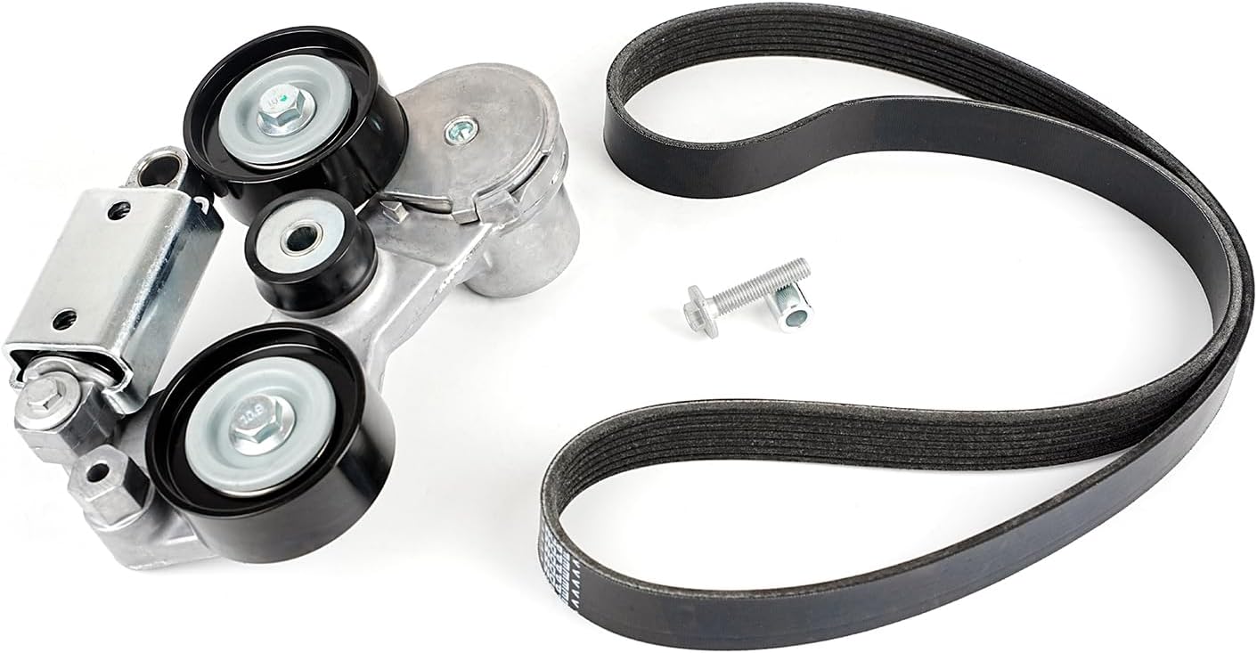 Tykick Drive Belt Tensioner Assembly Kit with Pulley & Serpentine Belt for Chevrolet Impala for Chevy Malibu for Buick LaCrosse Regal for Saturn Aura Vue 2007-2016 2.4L L4 Replaces 12663047, 7PK1290