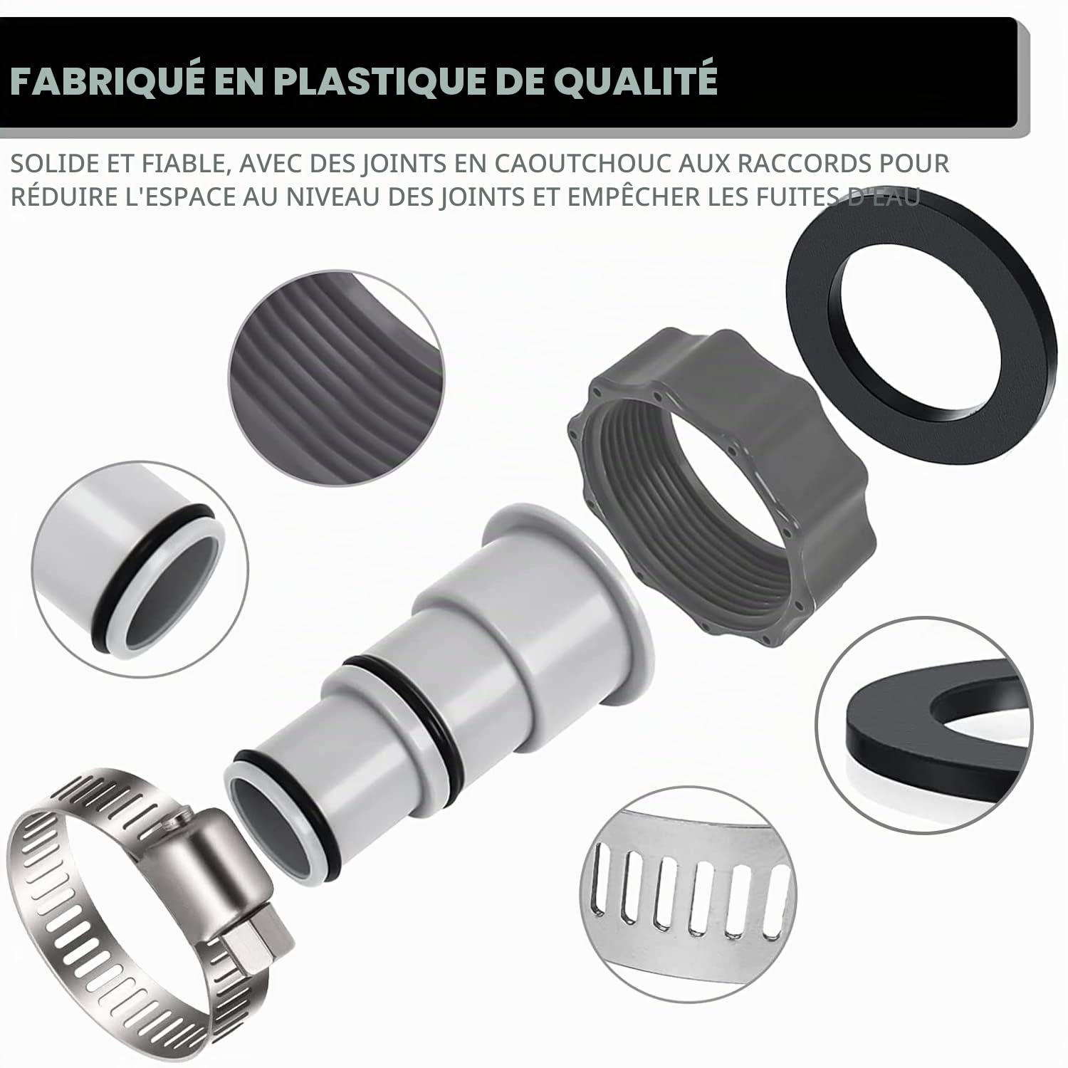 4PCS Adaptateur Tuyau Piscine, Adaptateur Piscine, Adaptateur pour Piscine Intex, Adaptateur Tuyau Piscine, Adaptateur Tuyau pour Pompe, Raccord pour Tuyau Piscine Ø 32 et 38 mm