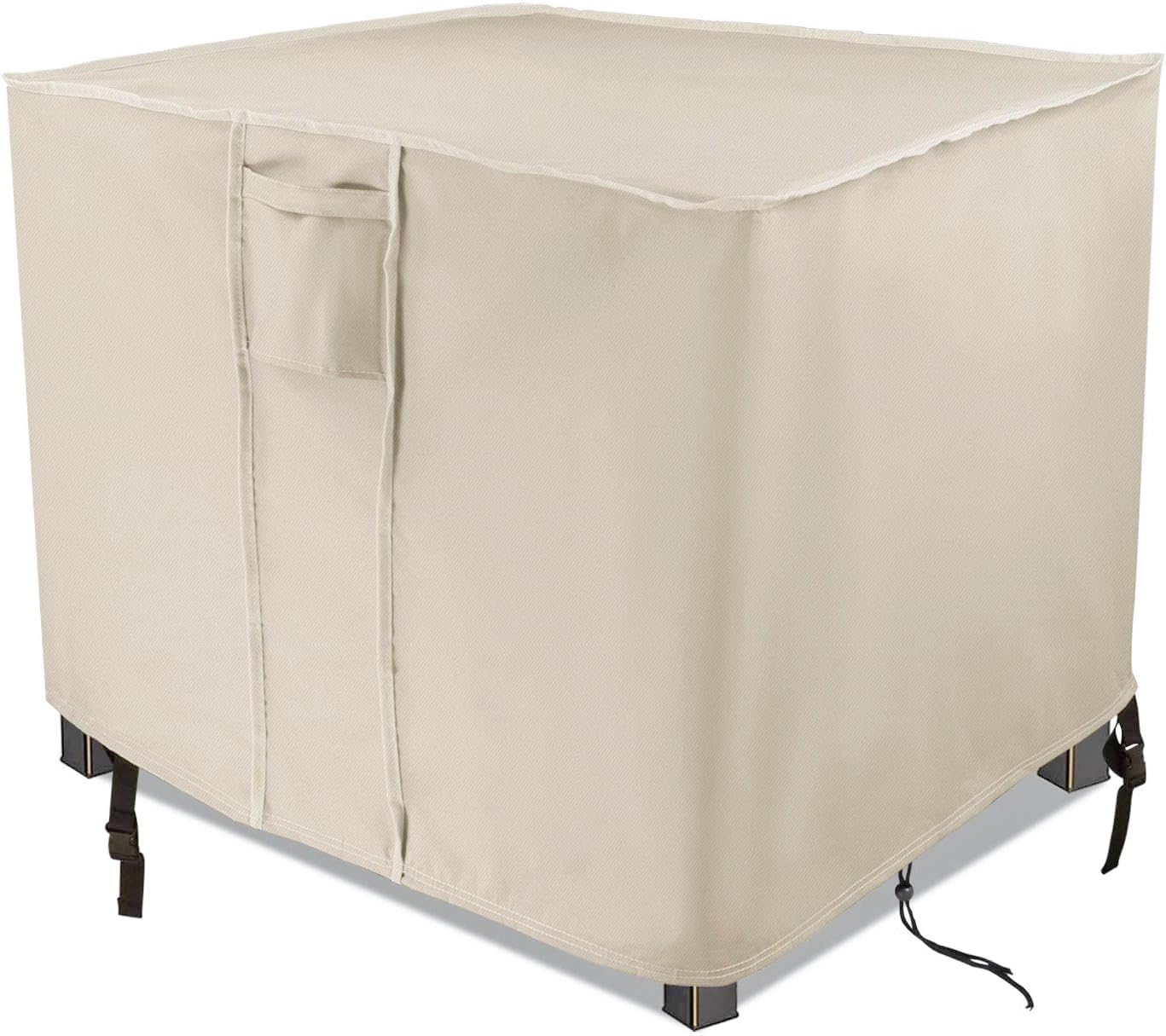 Saking Fire Pit Cover 30 Inch, Waterproof Heavy Duty 600D Square Firepit Covers Gas Fireplace Fire Pit Table Cover for Propane Fire Pit - 30 x 30 x 25 Inch (Beige)-image-12