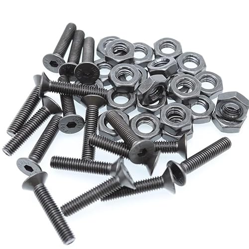 Cqinju-ボルト M2 M2.5 M3 M4 M5 M6 六角穴付きボルトとナット、ワッシャー、炭素鋼六角穴付きフラット皿頭機械ネジ、 耐用年数が長く(Bolt and Nut CT3)