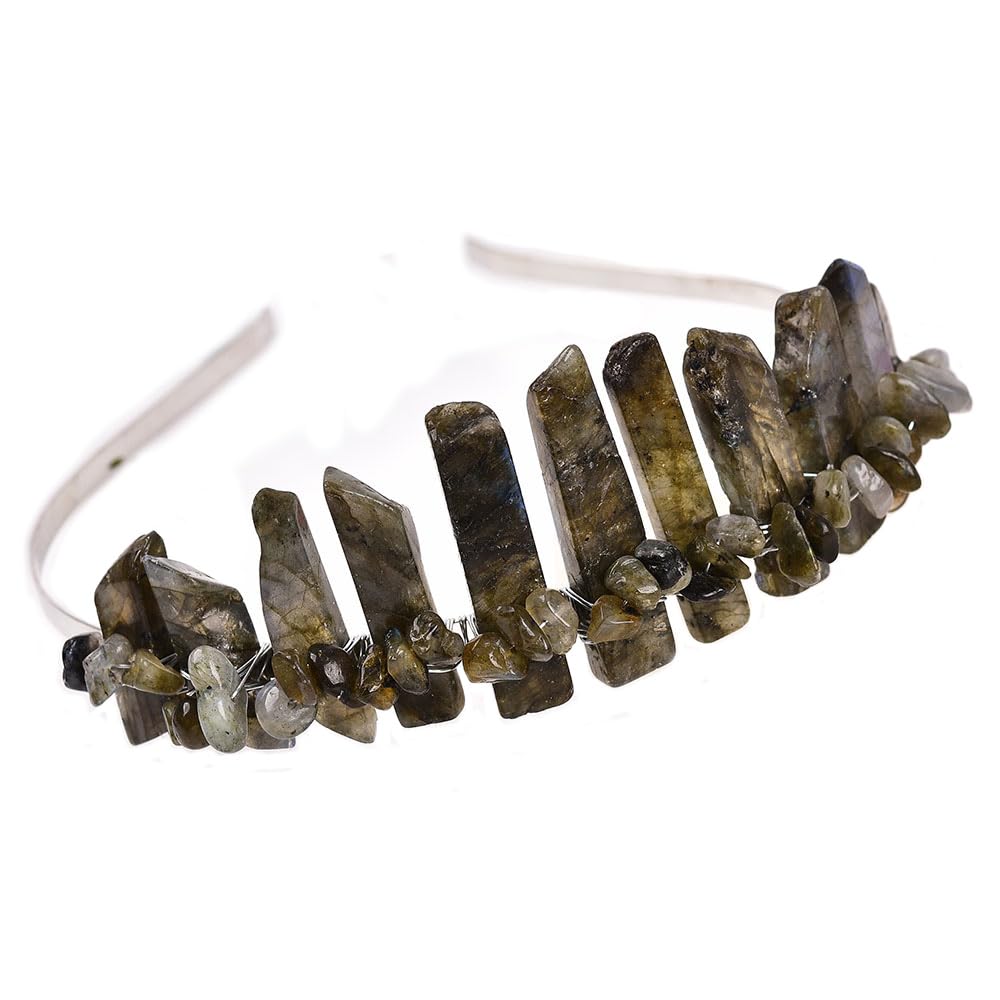 Amazon.com: JIC Gem Labradorite Crystal Crown Raw Quartz  display picture 1