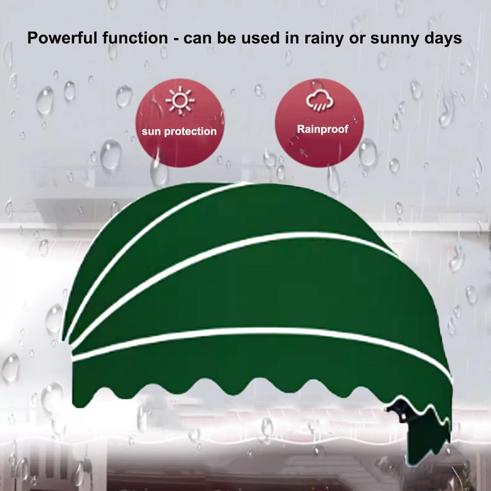 Tenda Cappottina da Sole per Esterno,Pieghevole Tettoia per Porta a Cupola,Tenda da Sole per Finestra Anti-UV,Riparo Retrattile,per Portico Patio,Completamente Assemblata (Diameter:150cm/59in,Green)