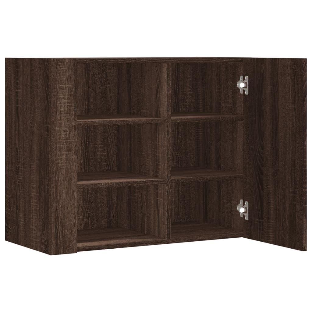 Wandregal Braun Eichen-Optik 75x35x60 cm Holzwerkstoff mit 6 Fächern für Bücher Deko und Aufbewahrung in Küche Bad und Wohnzimmer