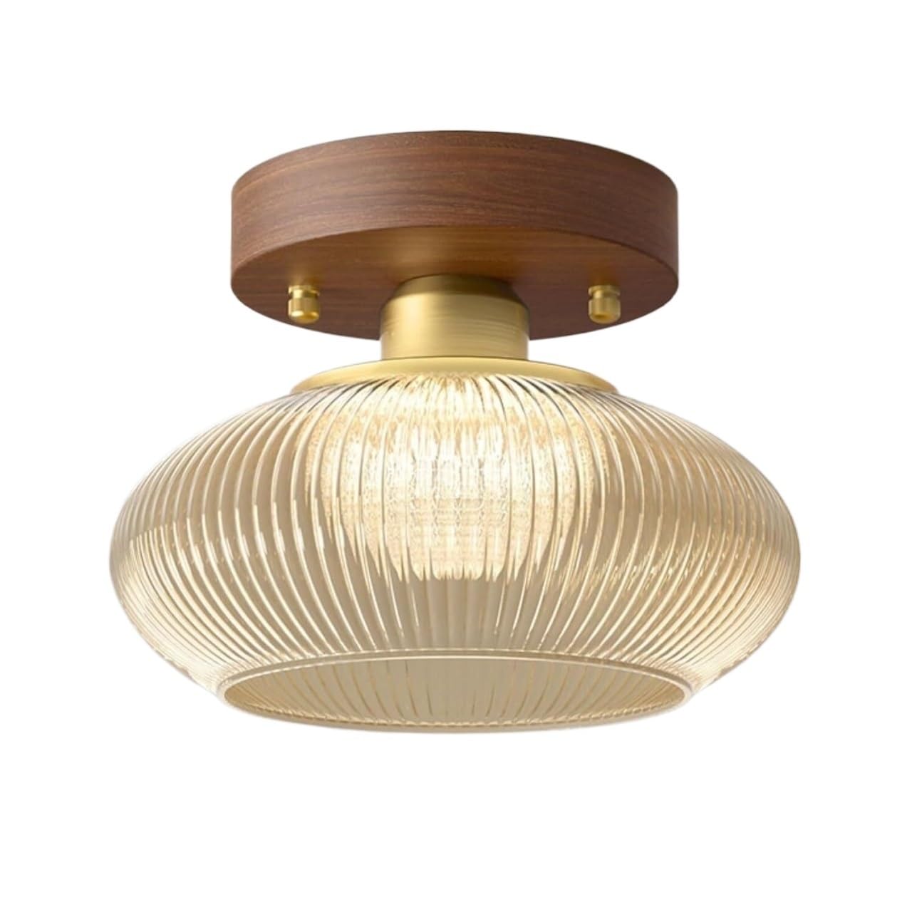Lustre de chambre minimaliste en noyer noble et plafonnier rétro en verre