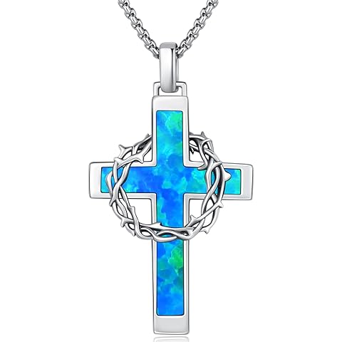 YYmqmq Cross Necklace 925 Sterling Silver Crucifix Pendant Necklace Christian Jewelry Catholic Gifts for Men Women