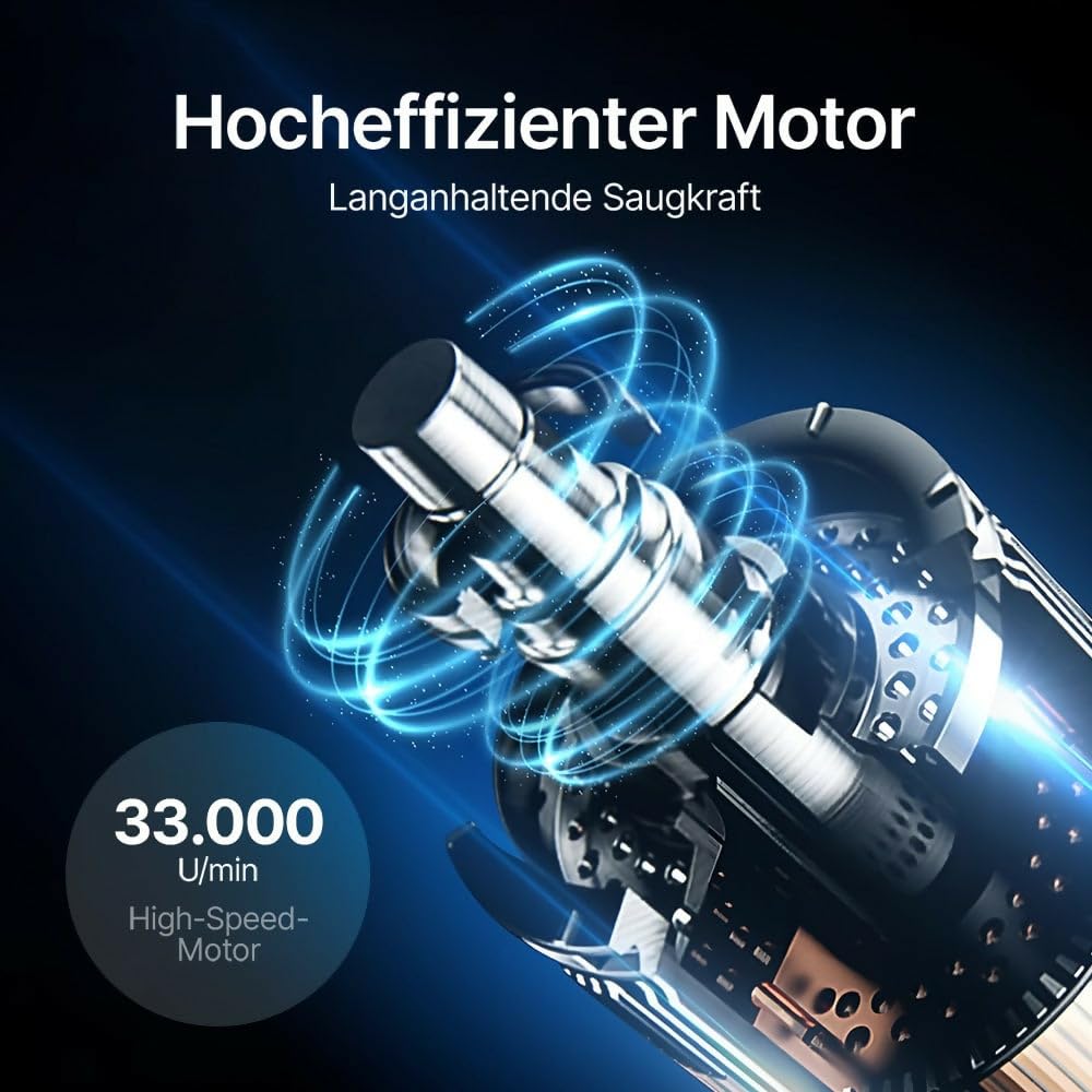 Ultra-starker Akku-Handstaubsauge, Beutelloser Handstaubsauger mit LED-Licht, Handsauger für Nass & Trocken, Leicht und leise, 2025 Testsieger, für Autositze, Teppich, Treppe, Tierhaare
