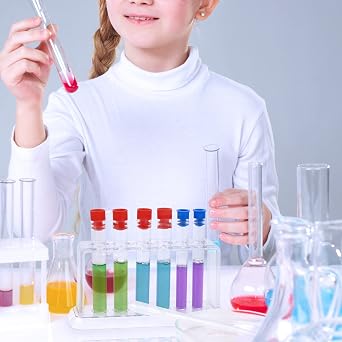 Jodsen 6 Pcs Test Tube,Clear Test Bottle Rack,100ml Capacity Transparent Sealing Candy Storage Container Tube with Lids,Test Tube Holder,Centrifuge Tubes for Bath Salt Vials, DIY Craft (Shape A)