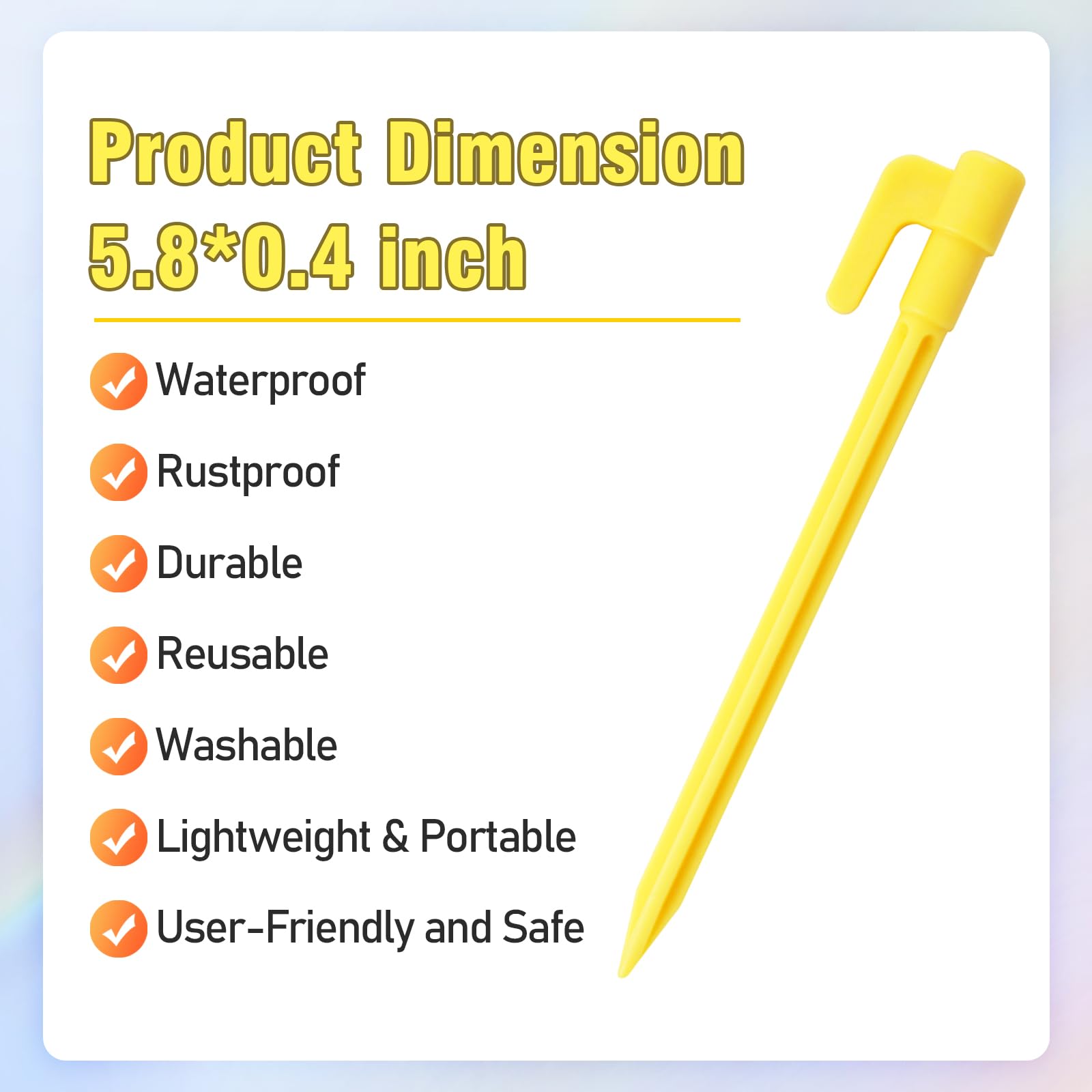 16pcs Yellow Plastic Tent Pegs, Ground Stakes, Landscape Fabric Stakes, Stakes for Inflatables, Garden Stakes, Yard Stakes, Tent Stakes for Camping, Outdoor Decorations, Tarping