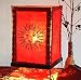 Produktbild Guru-Shop Lokta Papier Tischlampe, Eckige Tischleuchte - Sonne Rot, Metall, 35x20x20 cm, Stimmungsleuchte, Dekolampe aus Nepal