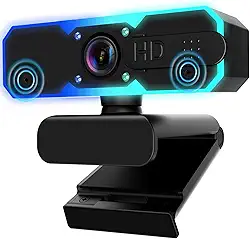 Câmera de streaming NBPOWER 1080p 60 FPS, Webcam com Microfone e Luz RGB de Preenchimento, Foco Automático, para Notebook, Computador, Windows, Mac