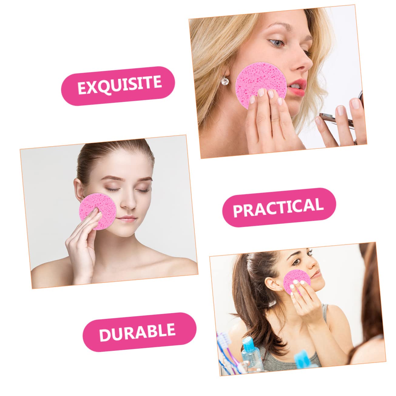 POPETPOP 100pezzi Spugne Per La Pulizia Del Viso Pad Rotondi Riutilizzabili Per Rimuovere Trucco e Detergente Perfetti Per Viaggi e Uso Quotidiano
