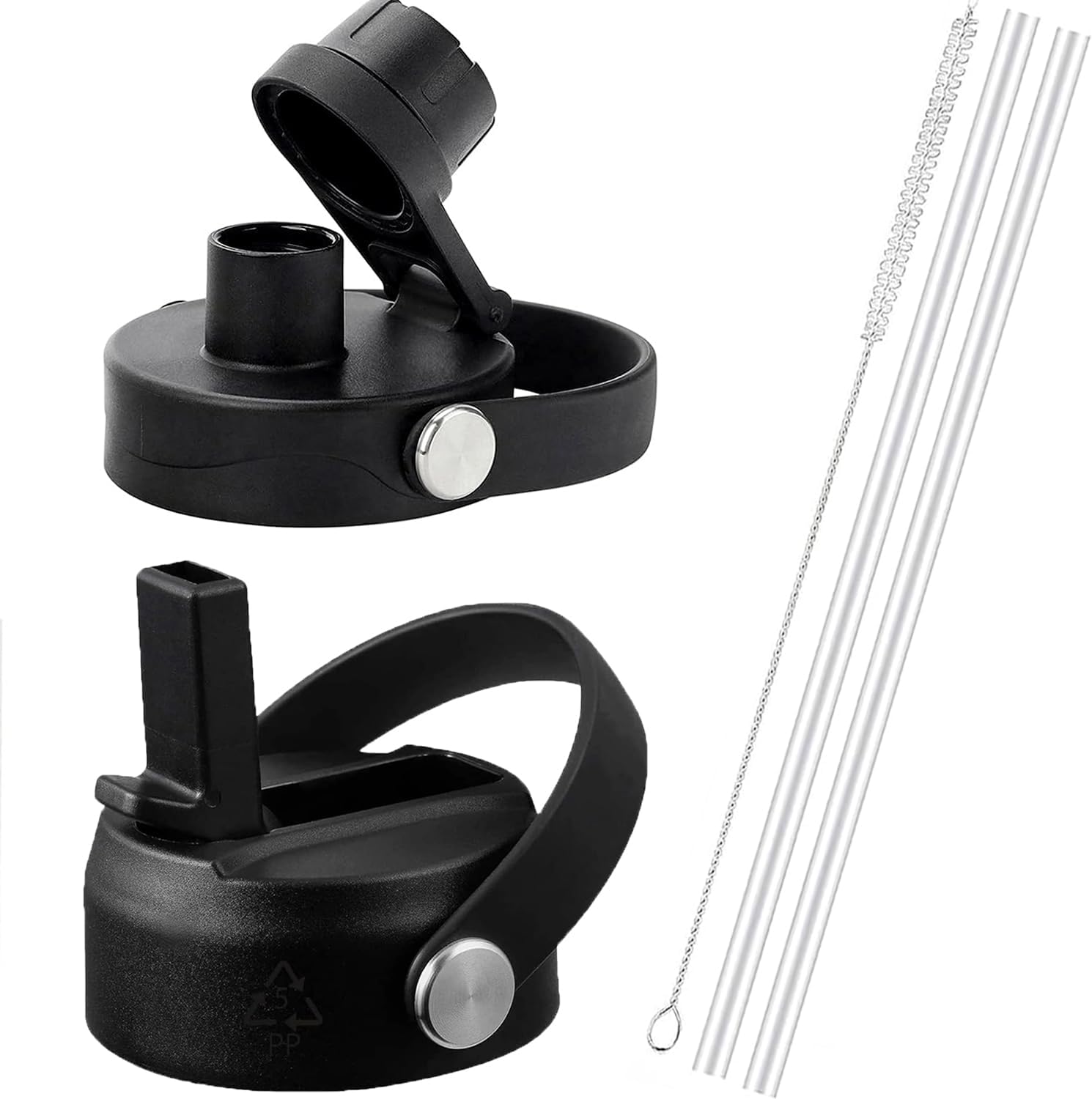 Straw Lid for Hydro Flask Wide Mouth Bottle 16 18 20 32 40 64oz,Flip Flask Cap for Hydroflask,Leak Proof Sports Water Bottle Top Accessories