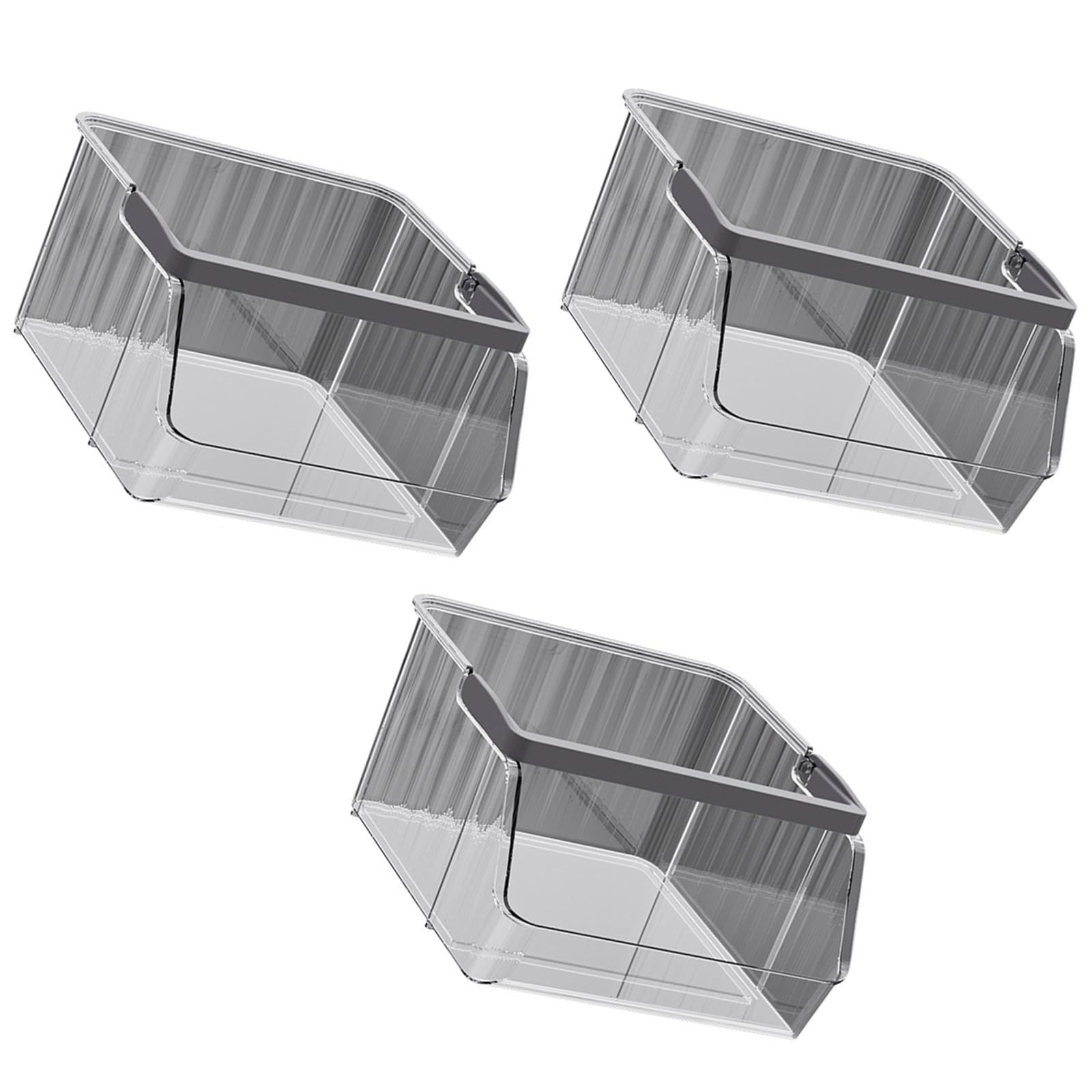 Oxxggkao Of 3 Space Saving Stackable Storage Bin for Closet Cabinet Shelf Desktop Organizers with Portable Handle Desktop Planner