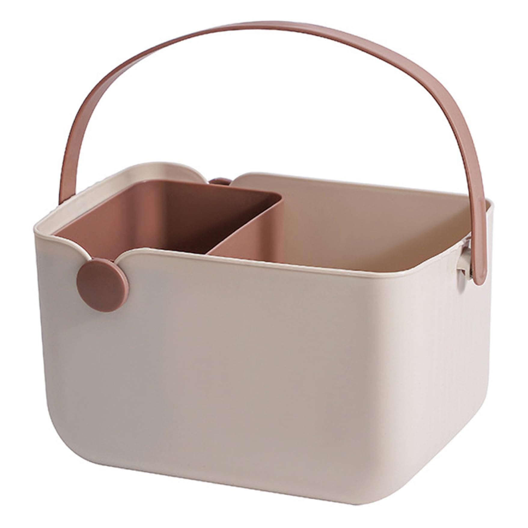 Aetherize Caddy Organizer with Handle, Portable Shower Caddy, Beige Plastic Shower Basket with Handle, Efficient Drainage Bathroom Organizer for Toiletries Basket