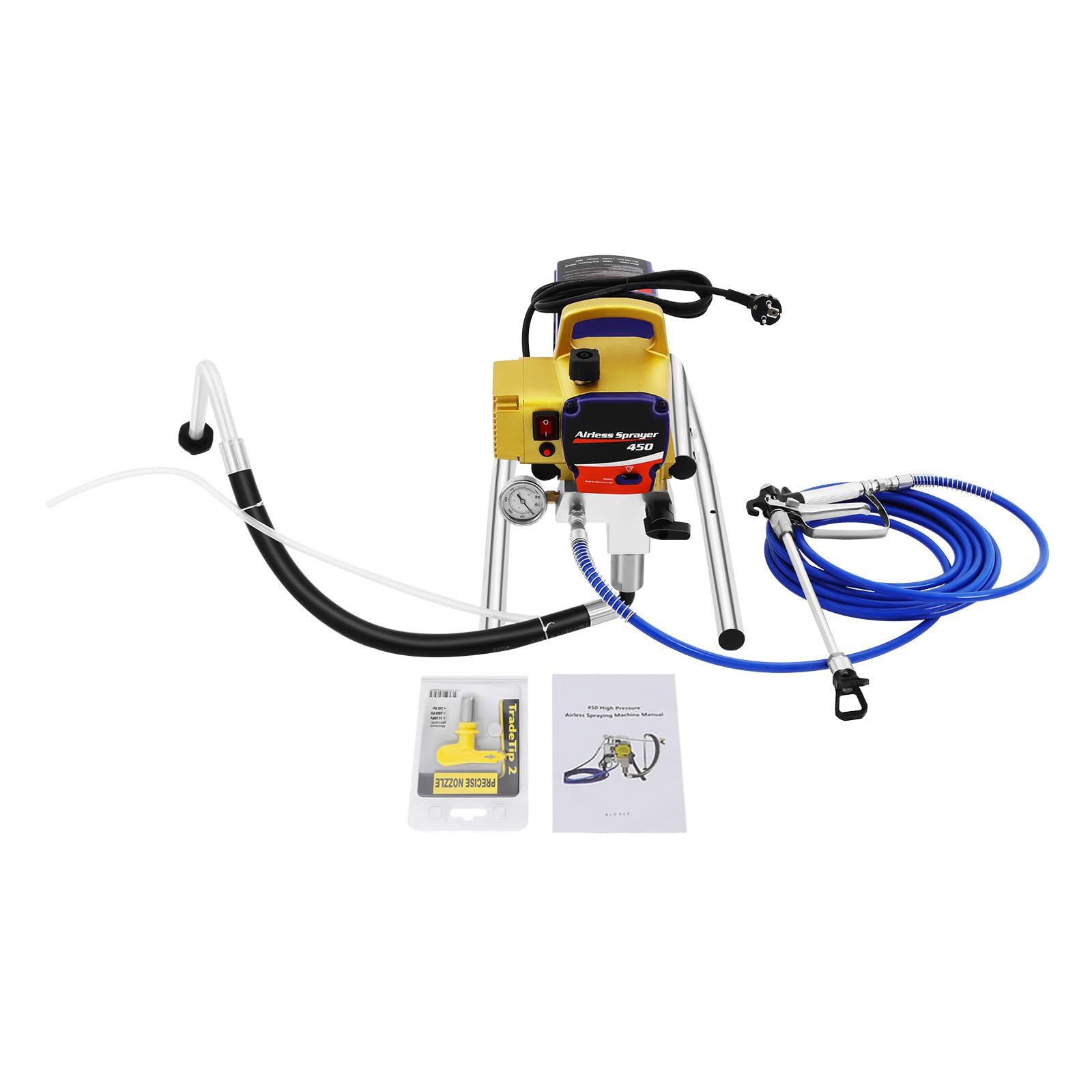 Pulverizador de pintura Airless de alto rendimiento | Sistema de pulverización de pintura Airless | Pulverizador de pintura | Pulverizador con pistola de pintura 517 y manguera de alta presión, para