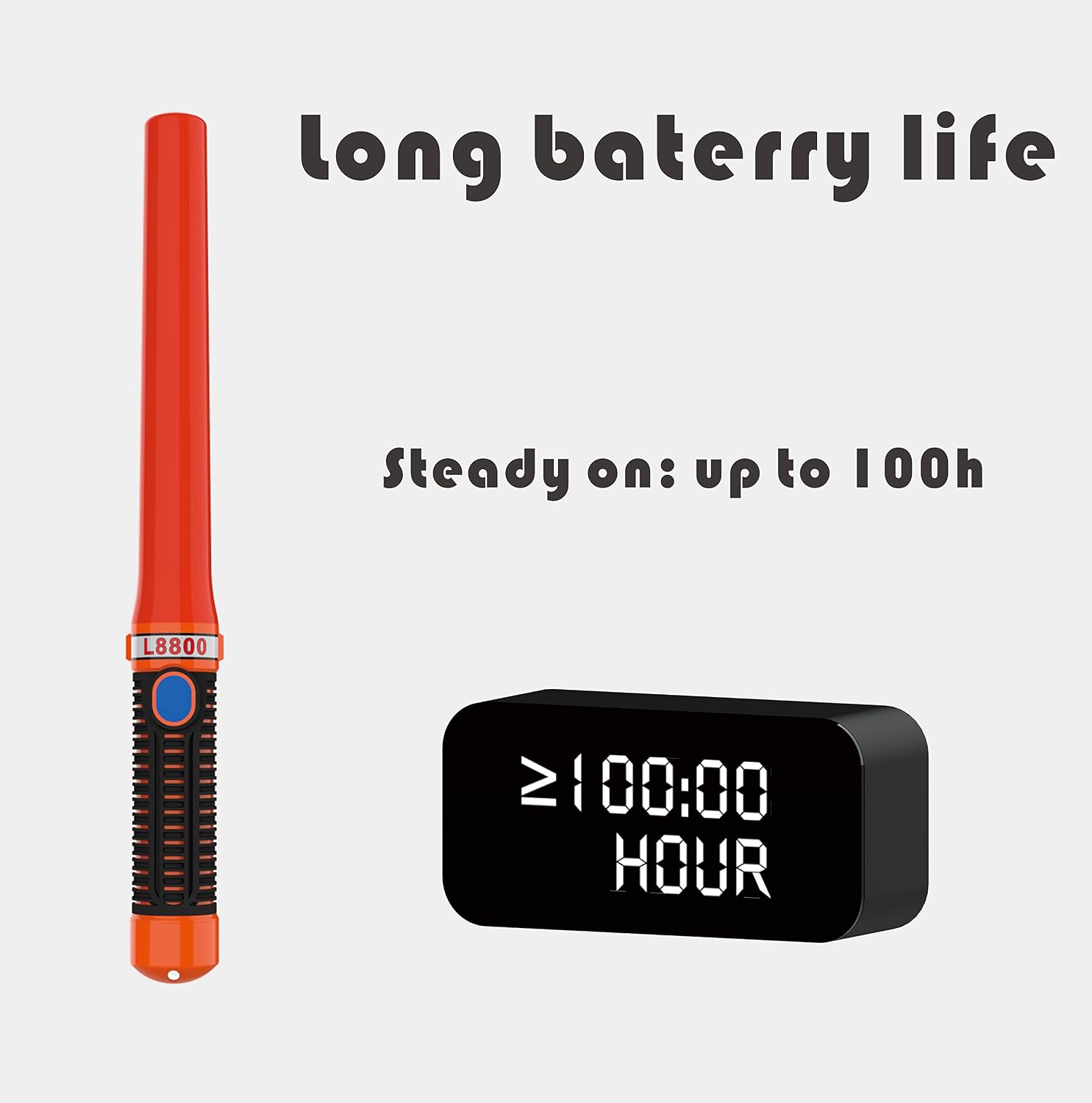 16 inch LED Traffic Control Batons, Signal Traffic Wand with 2pc C Dry-Cell Batteries(Not Include), Safety Air Marshaling Wand for Parking, Airport and Road Traffic Contol, Rubber-Coated Handle 2pcs