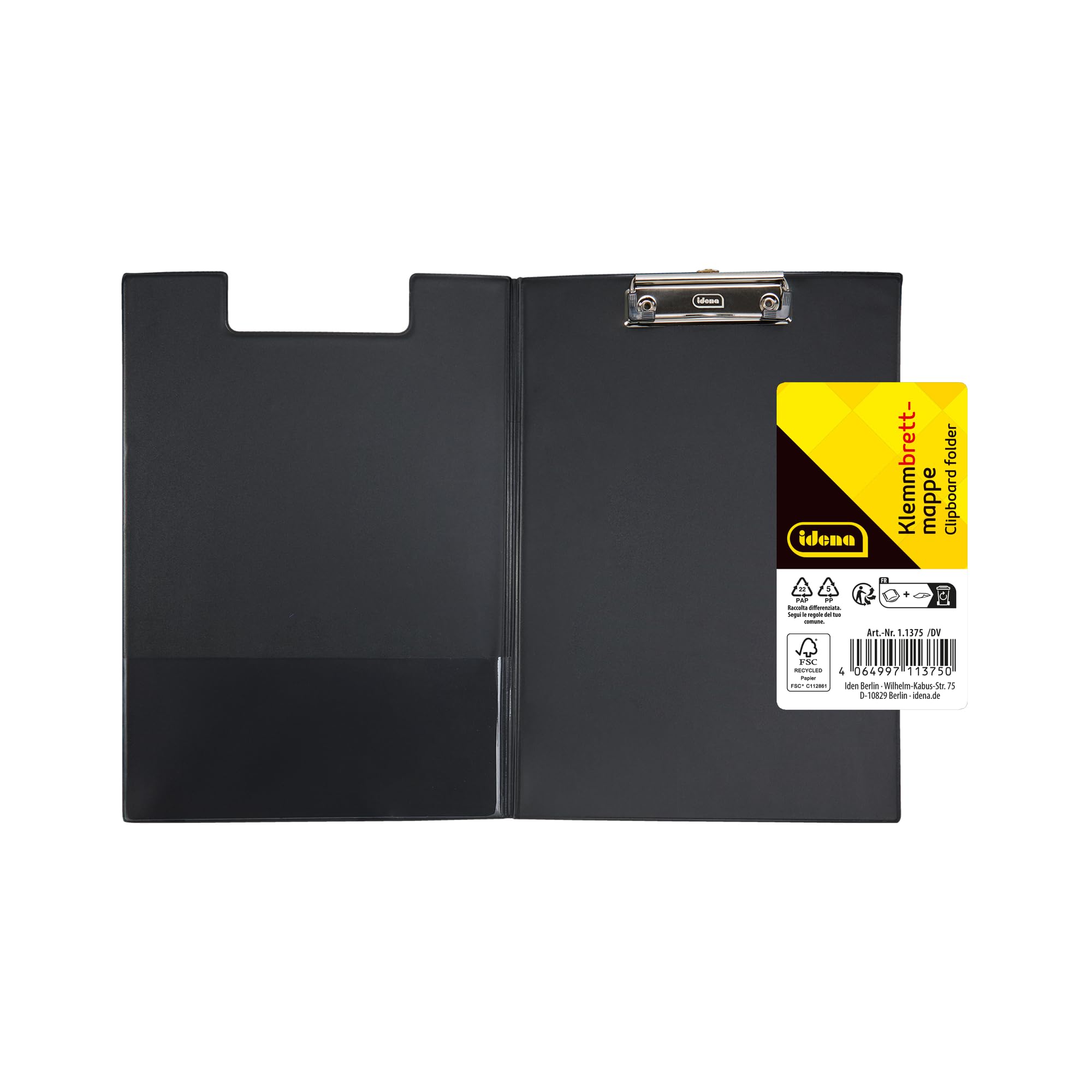 Idena 90294 - Cartella per appunti per DIN A4, 12 pezzi, formato verticale, cartellina rivestita in PVC nero, con copertina