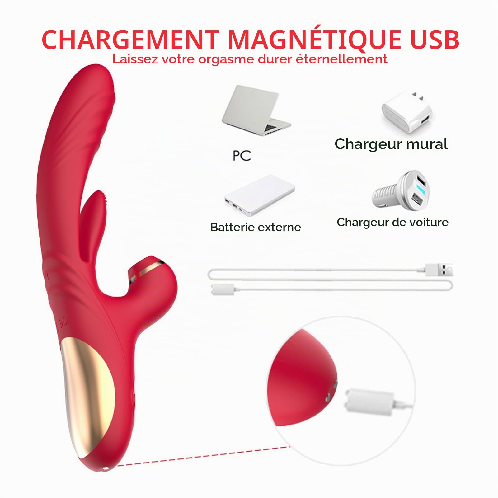 Vibrateur à succion Vibration de succion multi-fréquence Nouveau design à triple tête Étanchéité IPX6 Flirt et masturbation