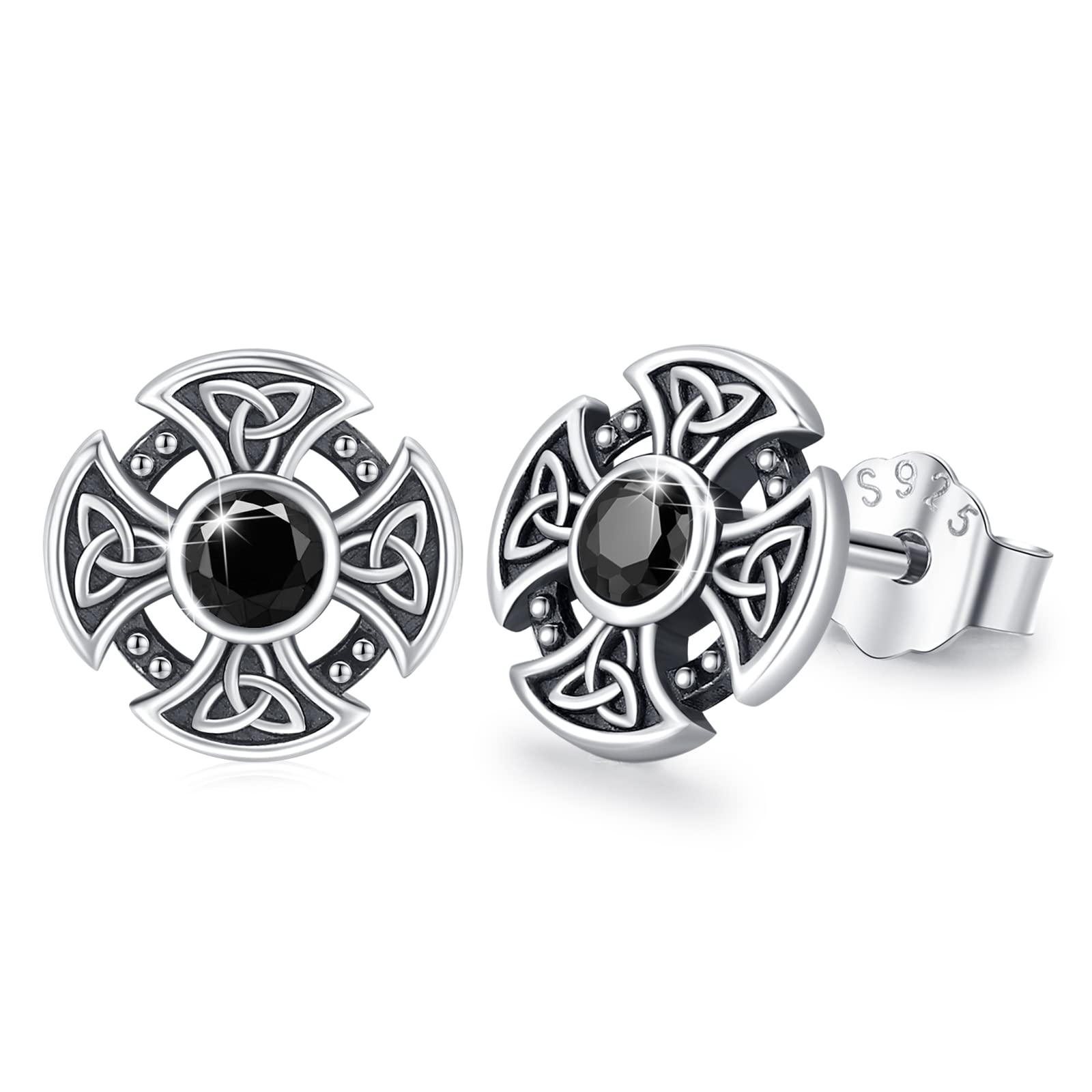 REDSUN Wikinger Ohrringe für Damen Herren,925 Sterling Silber Kleine Ohrringe Hypoallergen Schmuck für Mädchen Runde Ohrstecker Hypoallergen für Männer Frauen Unisex Jungen