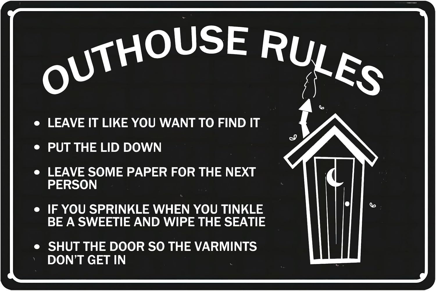 SMAZDFXX Outhouse Rules Vintage Metal Tin Sign Leave It Like You Want To Find It Wall Decor Tin Painting for Home Office Yard Bar Pub Cafe Man Cave Tin Plaque Decor 12"x16"