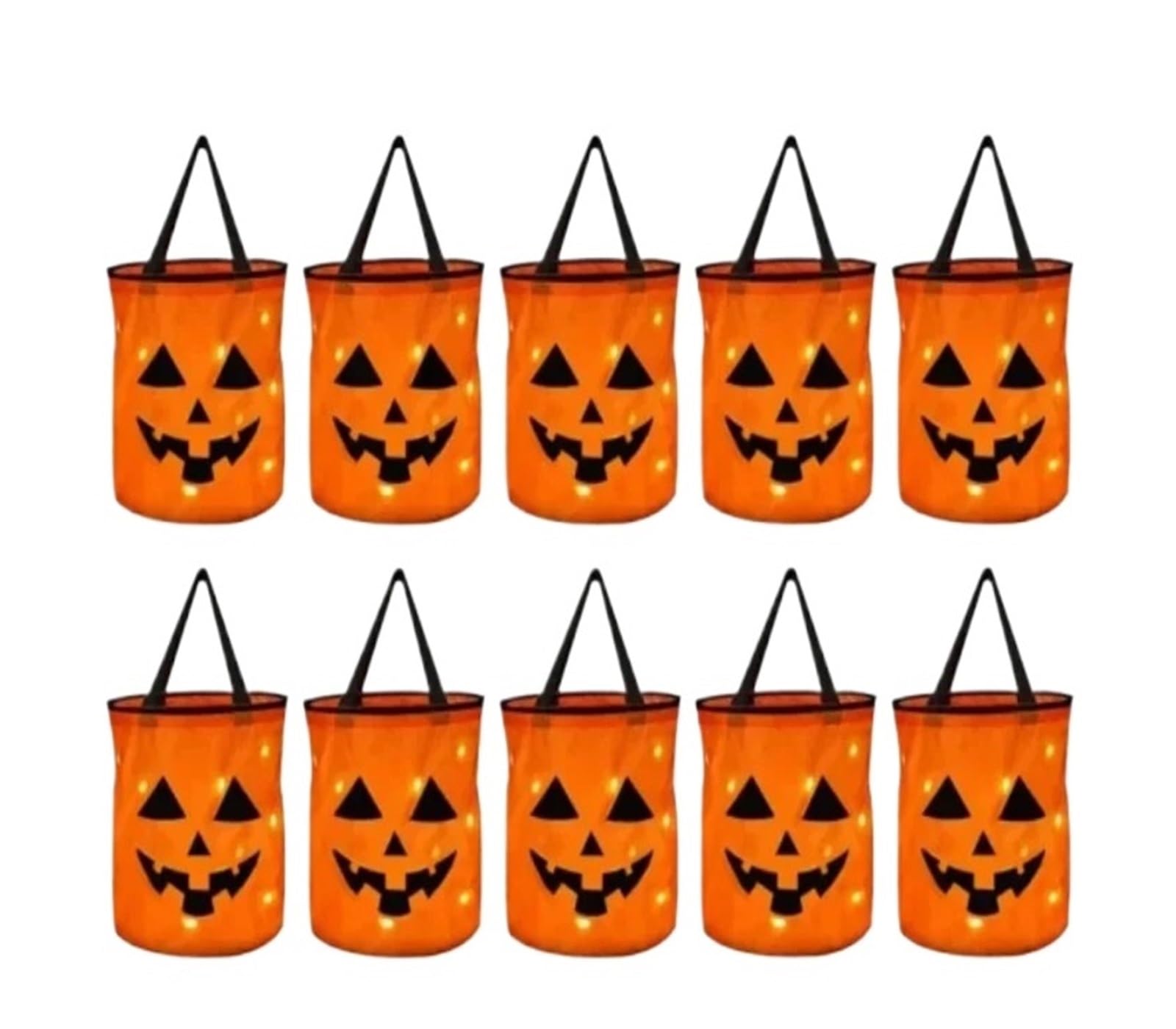 Light Halloween Trick Or Treat Bucket Pumpkin Candy Bags