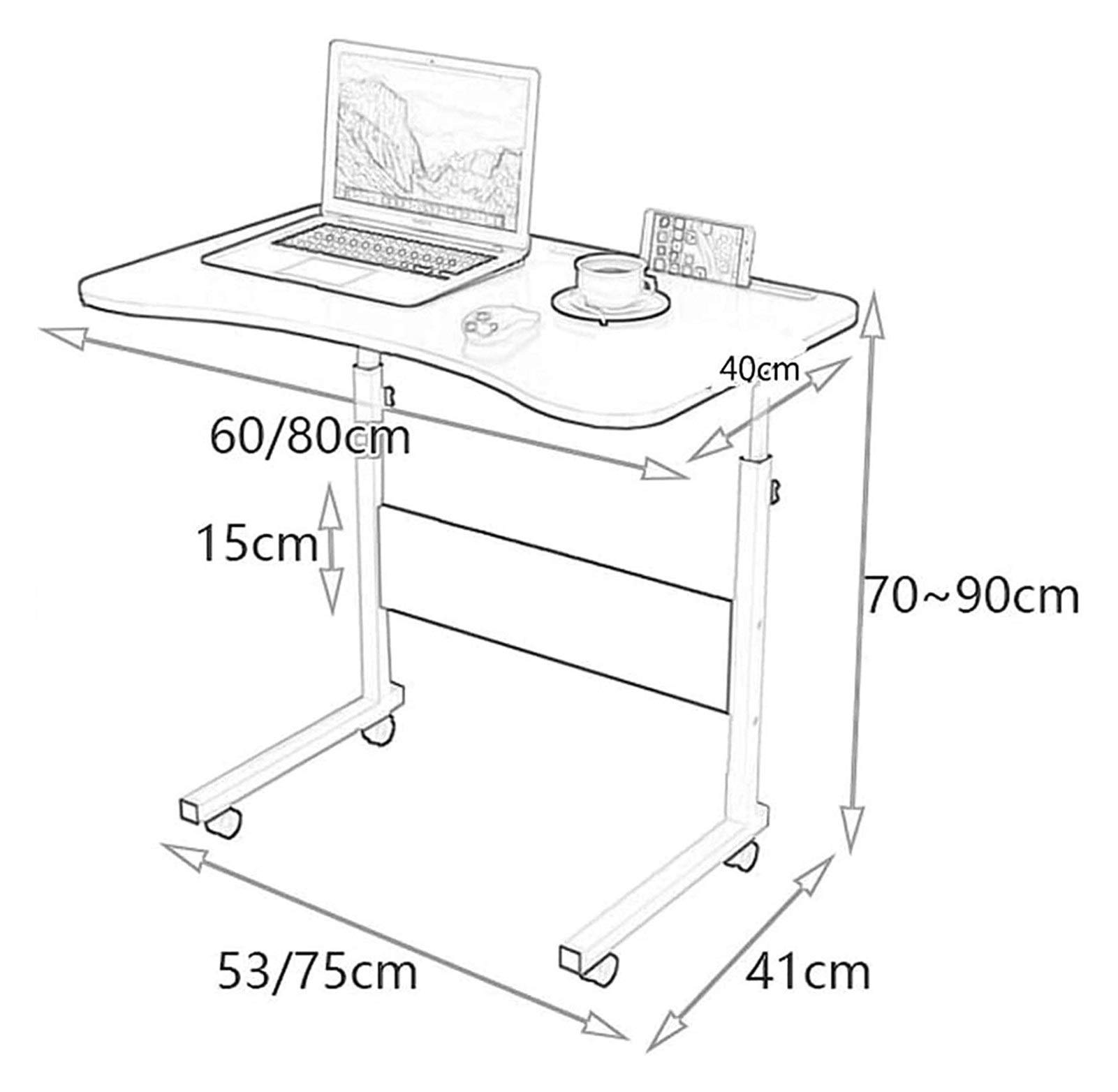 Bureau de chevet Base en forme de C Bureau pour ordinateur portable Bureau à domicile Bureaux réglables Table pour ordinateur portable, bureau debout élévateur, avec emplacement pour iPad et téléphone