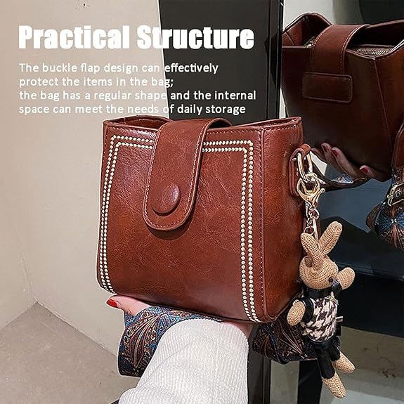 Bootara Bucket Bag, Bootara Women's Vintage Bunny Charm Bucket Bag, Spacious Travel Tote, with Cute Rabbit Pendant3