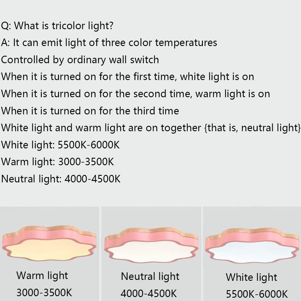 Flush Mount Ceiling Light Modern Three-Color Dimming Ceiling Lamp Close to Living Room Ceiling Lighting Fixturesaron Flowers Flat Light for Closets, Kitchens, Stairwells, Bedrooms(Whi/Blue/5