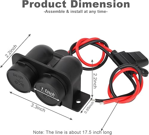 Miniatura 6 de 2 piezas de enchufe para encendedor de cigarrillos con fusible de hoja, divisor de encendedor de cigarrillos de 2 tomas, enchufe de alimentación de