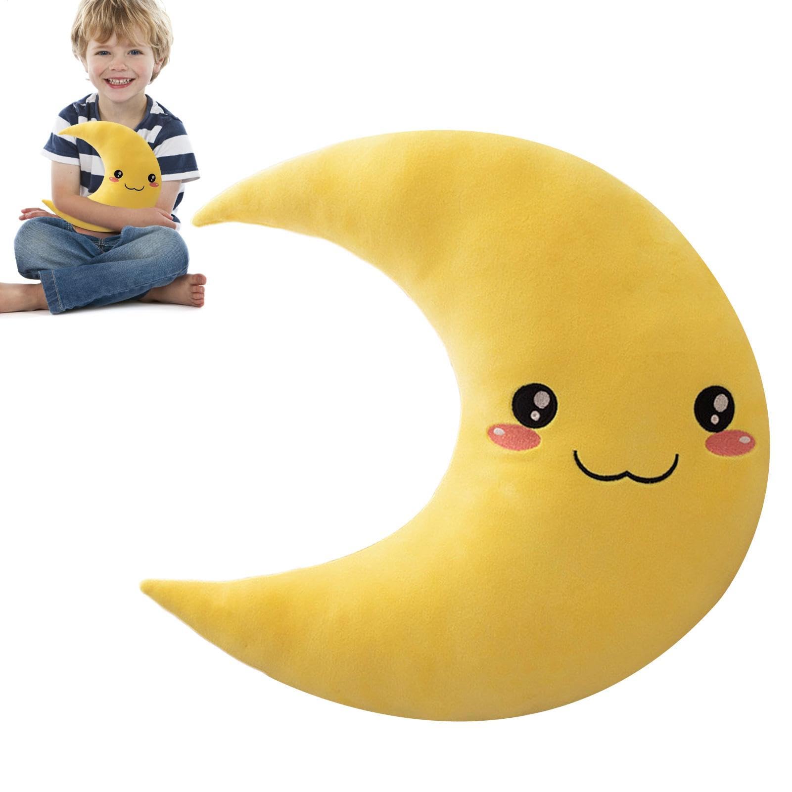 Almohada en forma de luna, cojín de peluche suave, almohada de 9.84 pulgadas con función de felpa, accesorio de decoración de guardería, cama con diseño auténtico, regalo para niños para habitación y — view 8