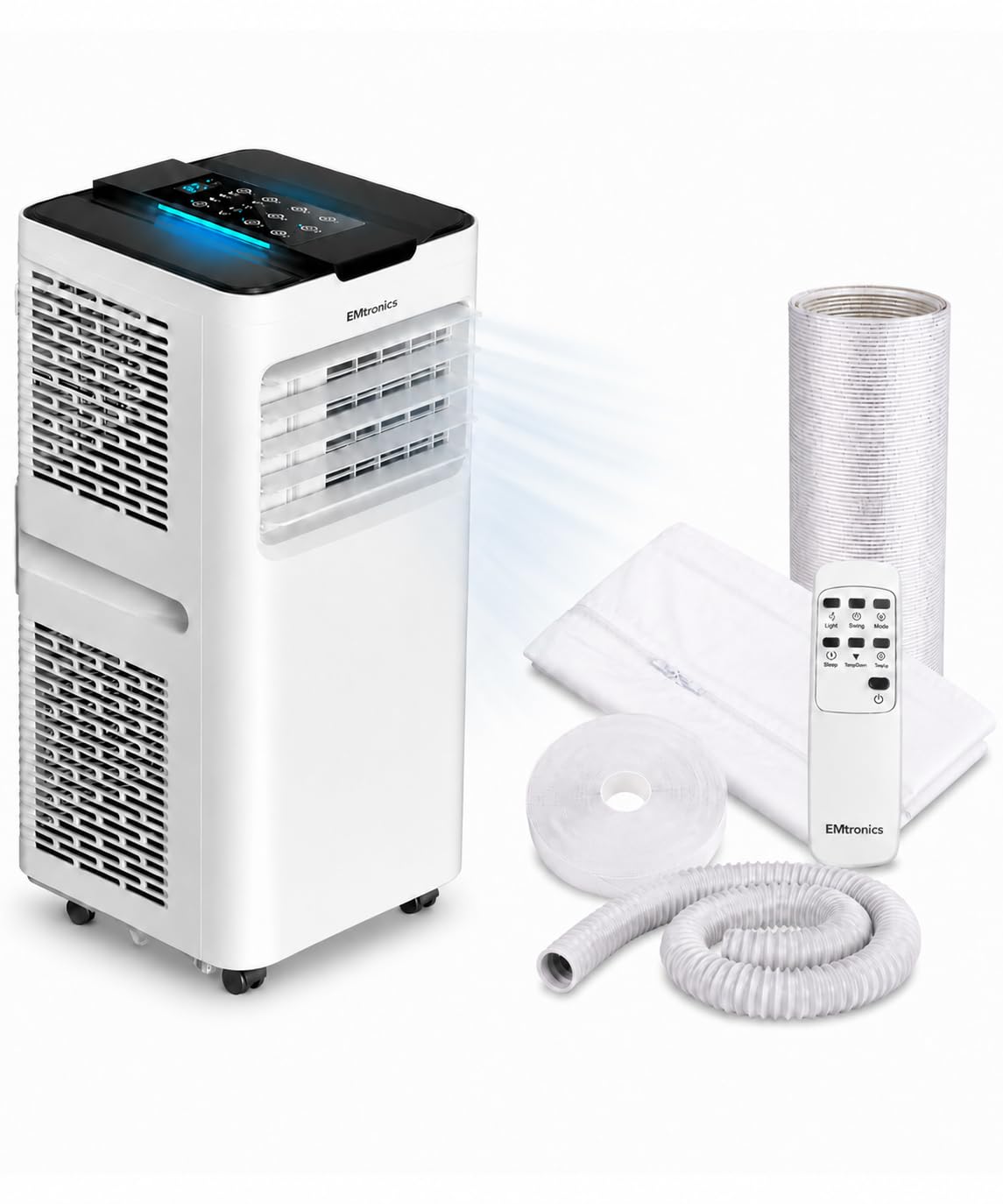 Emtronics 12K Btu Portable Air Conditioner Dehumidifier And Window Vent Kit
