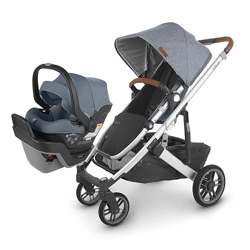 Cruz V2 - Cochecito Gregory (mezcla azulplateadocuero sillín + MESA MAX - Gregory (mezcla azul lana merina)