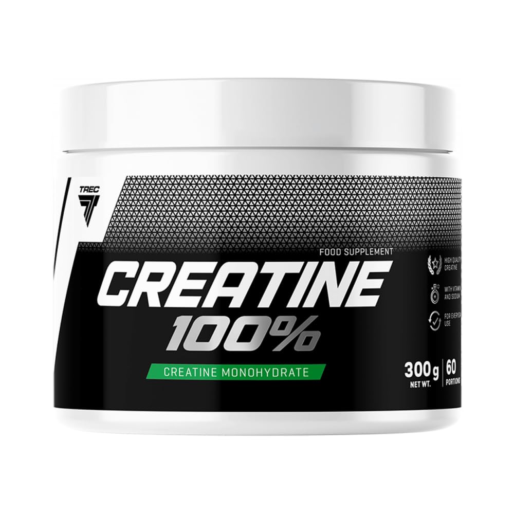 TREC Nutrition Creatine 100% 300g - Advanced Formula with Vitamin C & Sodium for Gym Recovery & Performance - Enhance Muscle Building and Strength Gains - 60 Servings