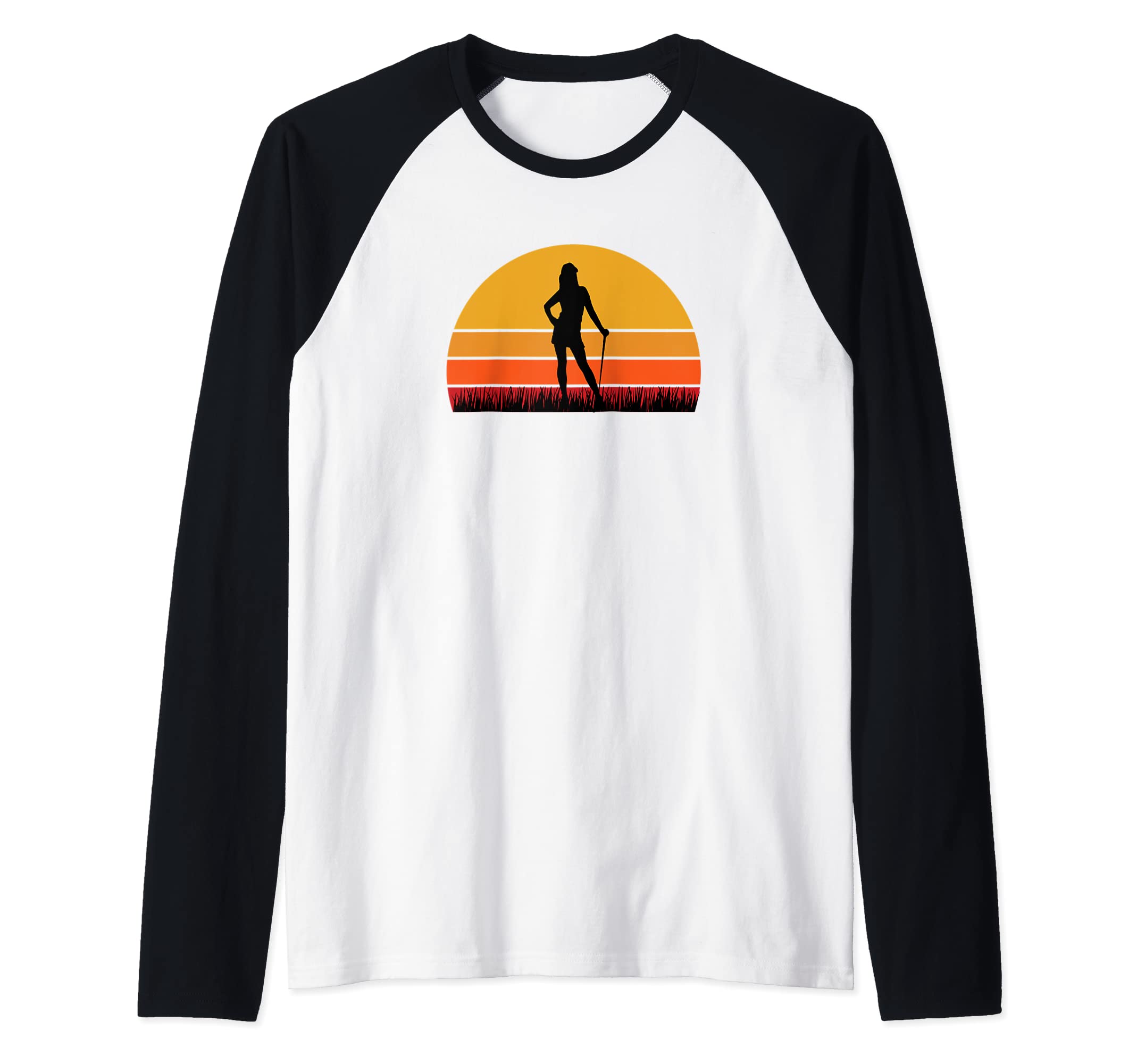 Girl Golfer Golf Golfer Golfing Par Birdie Course Clubs Raglan Baseball Tee, Black