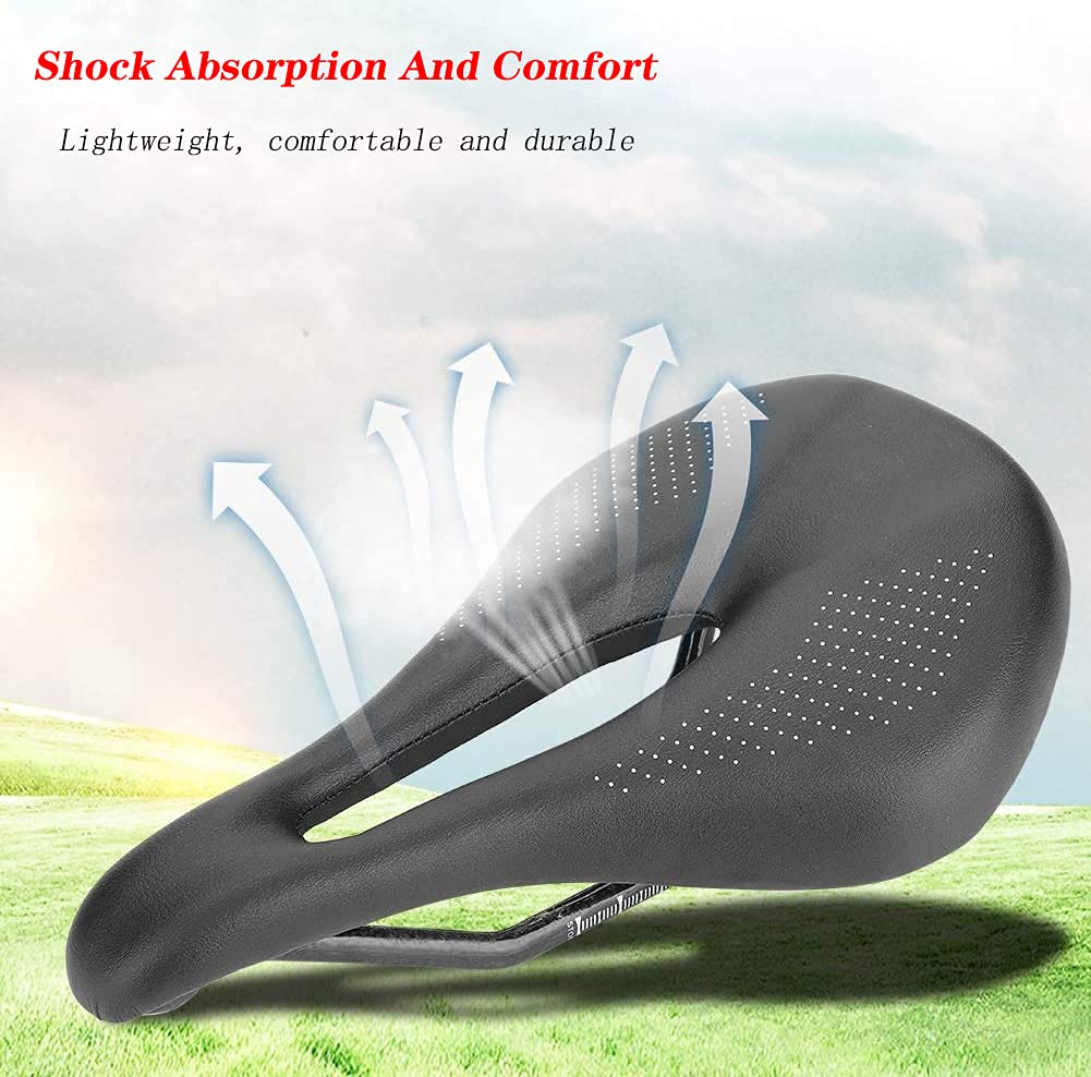 Selle de vélo, Selle de vélo de Route et de VTT en Fibre de Carbone, Coussin de siège Creux Confortable, Selle Ergonomique