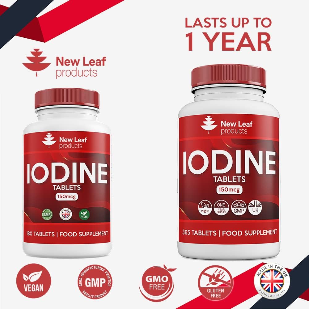 Iodine Tablets 150mcg 365 (1 Year Supply) Vegan High Strength Tablets