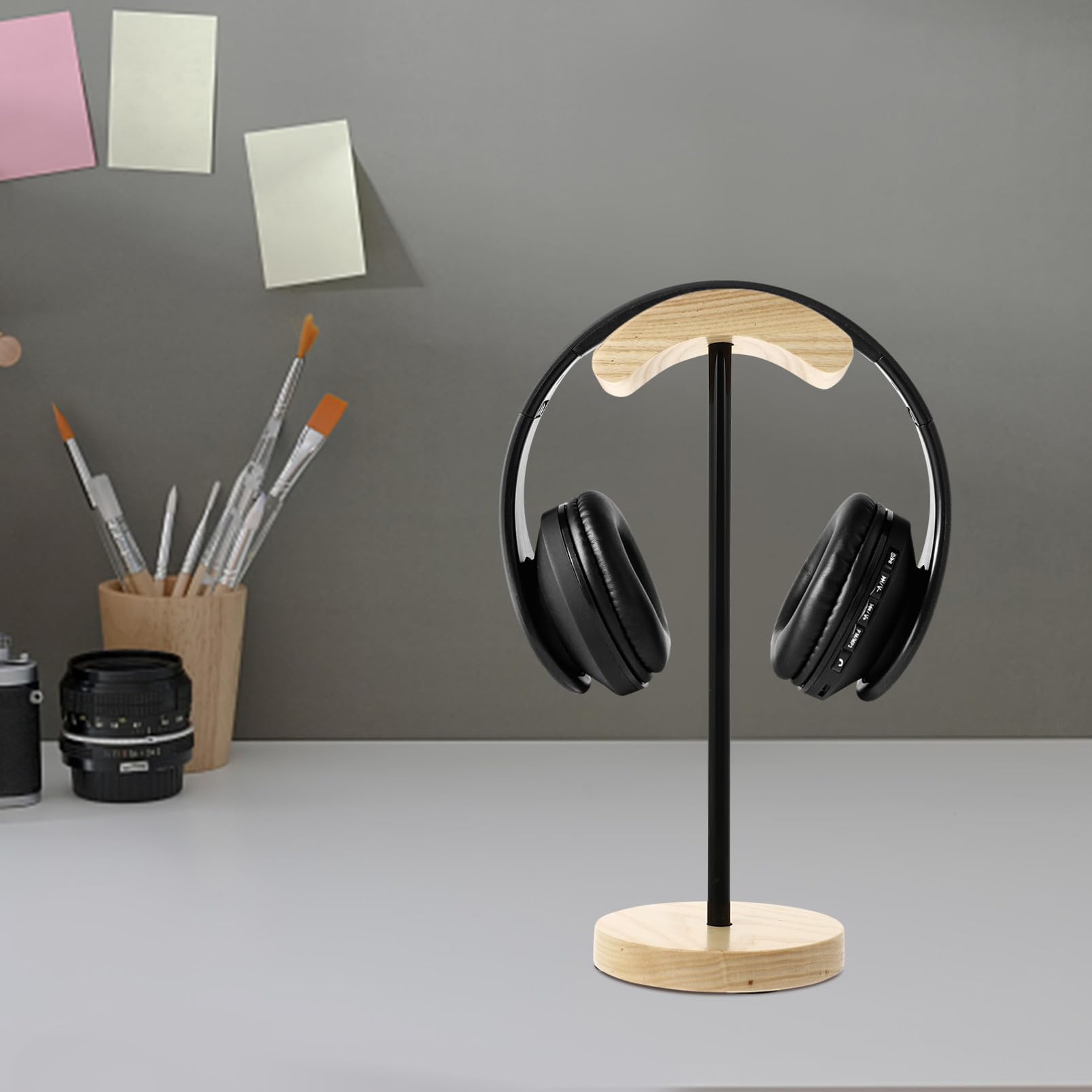 jojofuny Supporto Per Cuffie Legno Stand Per Headset Gaming Porta Cuffie Stabile Con Design Ad Supporto Da Tavolo Per Casa e Negozio