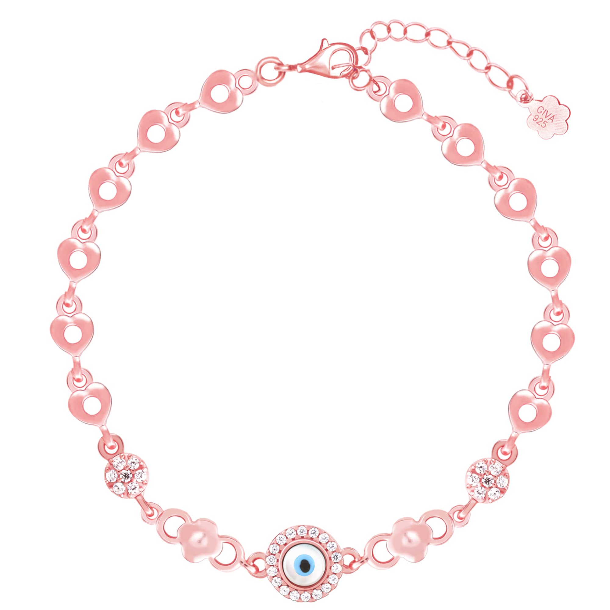 GIVA 925 Silver Rose Gold Zircon Evil Eye Bling Bracelet, Adjustable | Gifts for Women and Girls | With Certificate of Authenticity and 925 Stamp | 6 Months Warranty* (B0BPT7TRQ3) Amazon Price History, Amazon Price Tracker