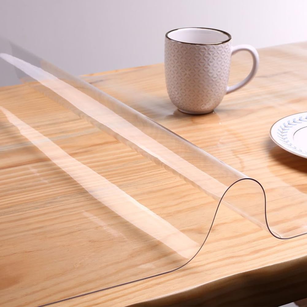 Tappetino da scrivania trasparente, spessore 1/1,5/2 mm, in PVC trasparente, rettangolare, inodore, impermeabile, per tavolo da pranzo e cucina (2 mm, 90 x 210 cm)