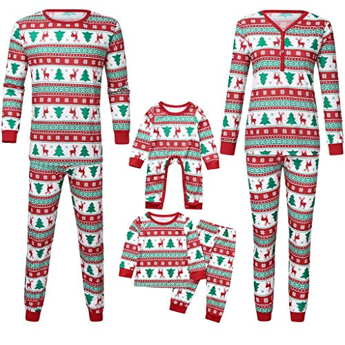 Forthery Matching Family Pajamas Christmas Tree Red Sleepwear Cotton Holiday PJs(Red,Mum/Medium)