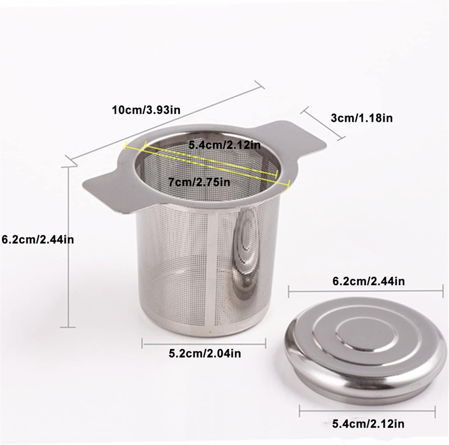 Tea Filters Double Handles Tea Infuser with Lid Stainless Steel Fine Mesh Coffee Filter Teapot Cup Hanging Loose Leaf Strainer