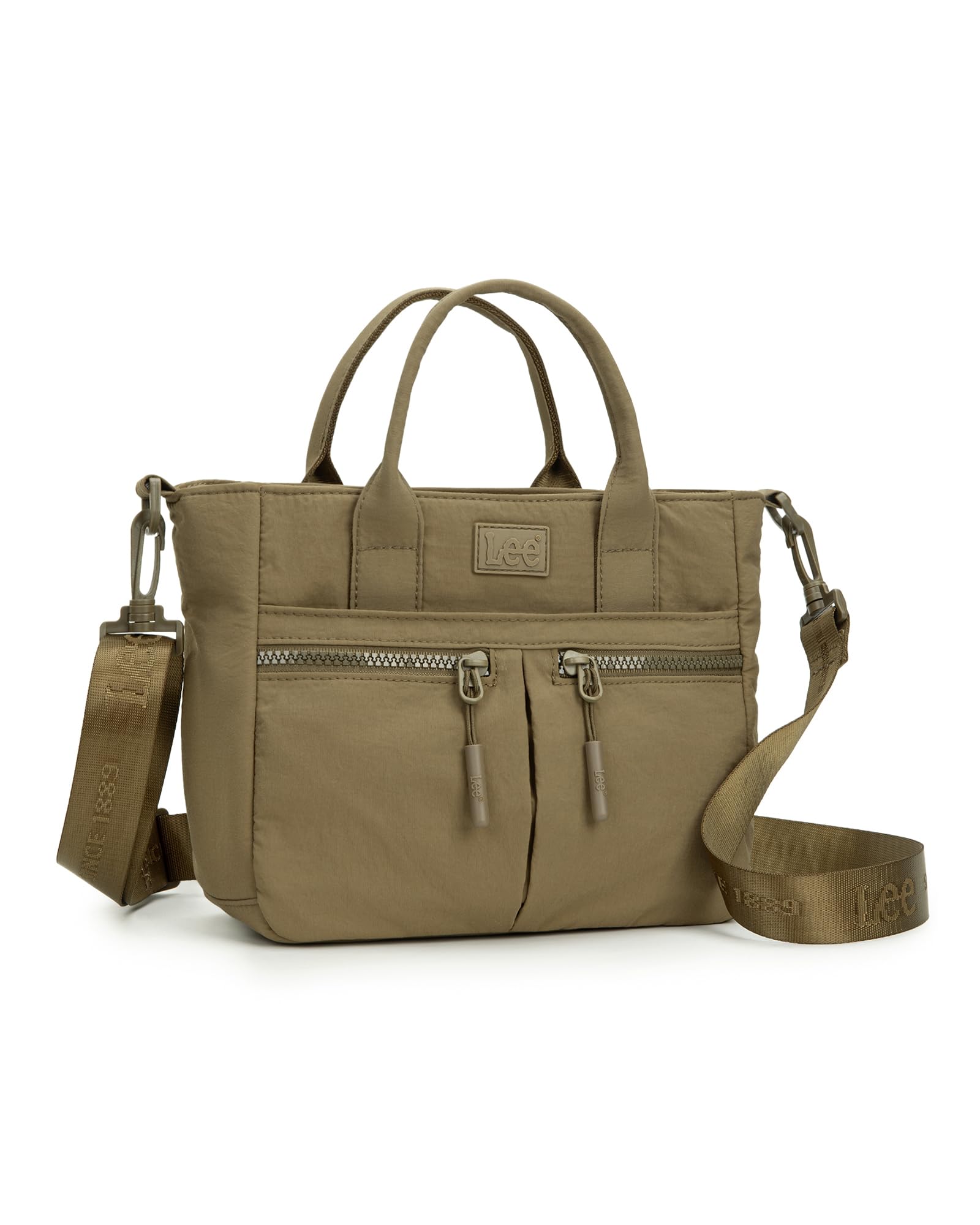 Lee Mini Nylon Tote Bag for Women, Multi Pocket Crossbody Purse with Zipper