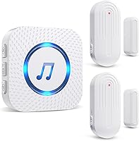 SanJie Wireless Door Chime Sensor: 500FT Range, 26 Tunes, 2 Sensors + 1 Receiver for Home, Business & Kids Safety Alarm