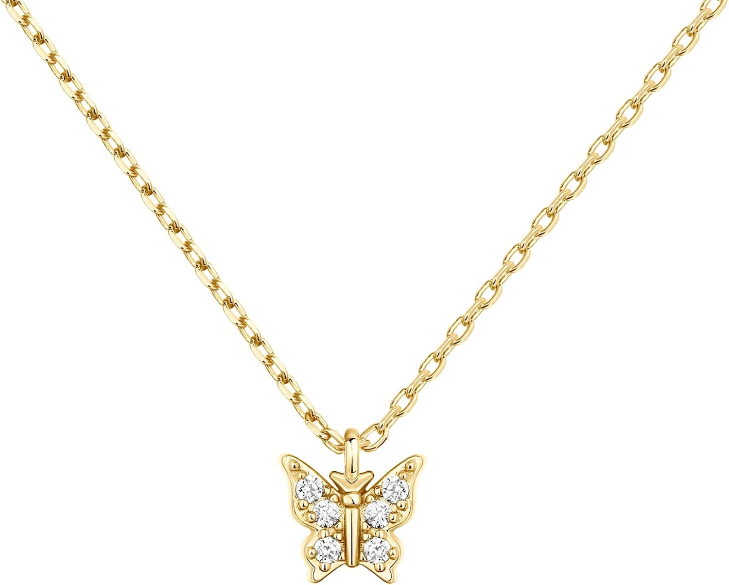 Gold plated dainty cubic zirconia pendant necklace for women
