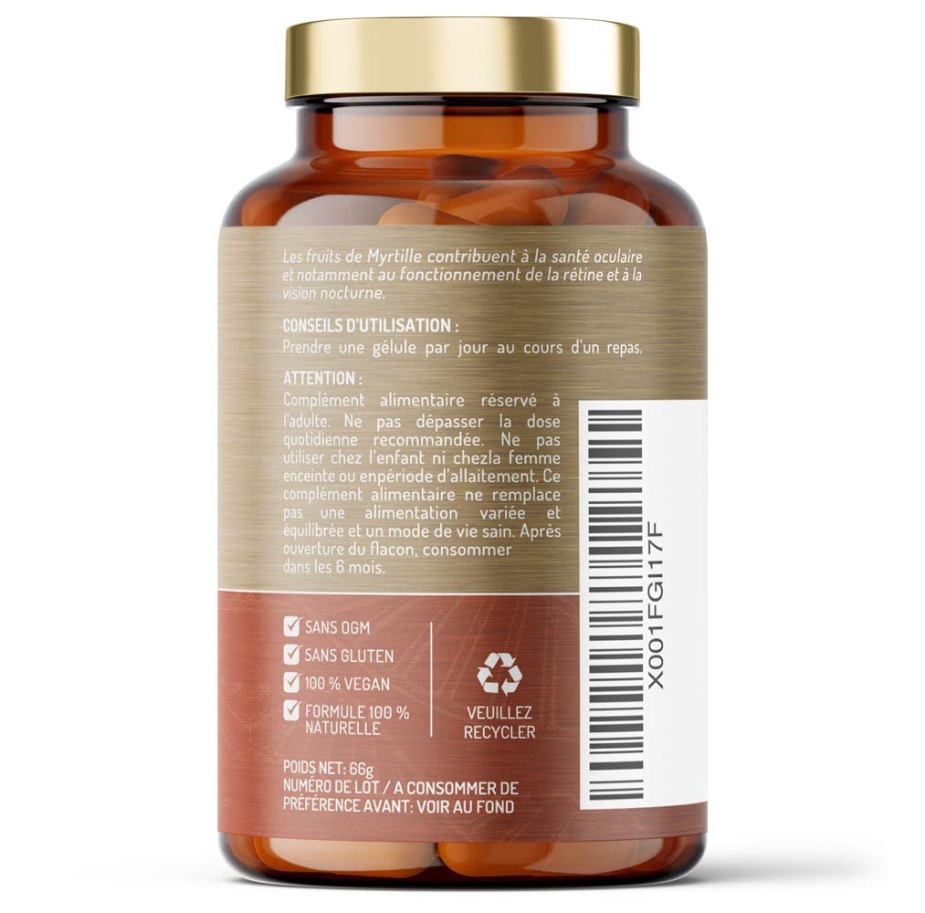 Complément alimentaire pour les yeux - 120 capsules - Contient de la lutéine, zéaxanthine, myrtille, baies de goji et euphrasie - Fabriqué UK (120 Capsules - Bouteille)