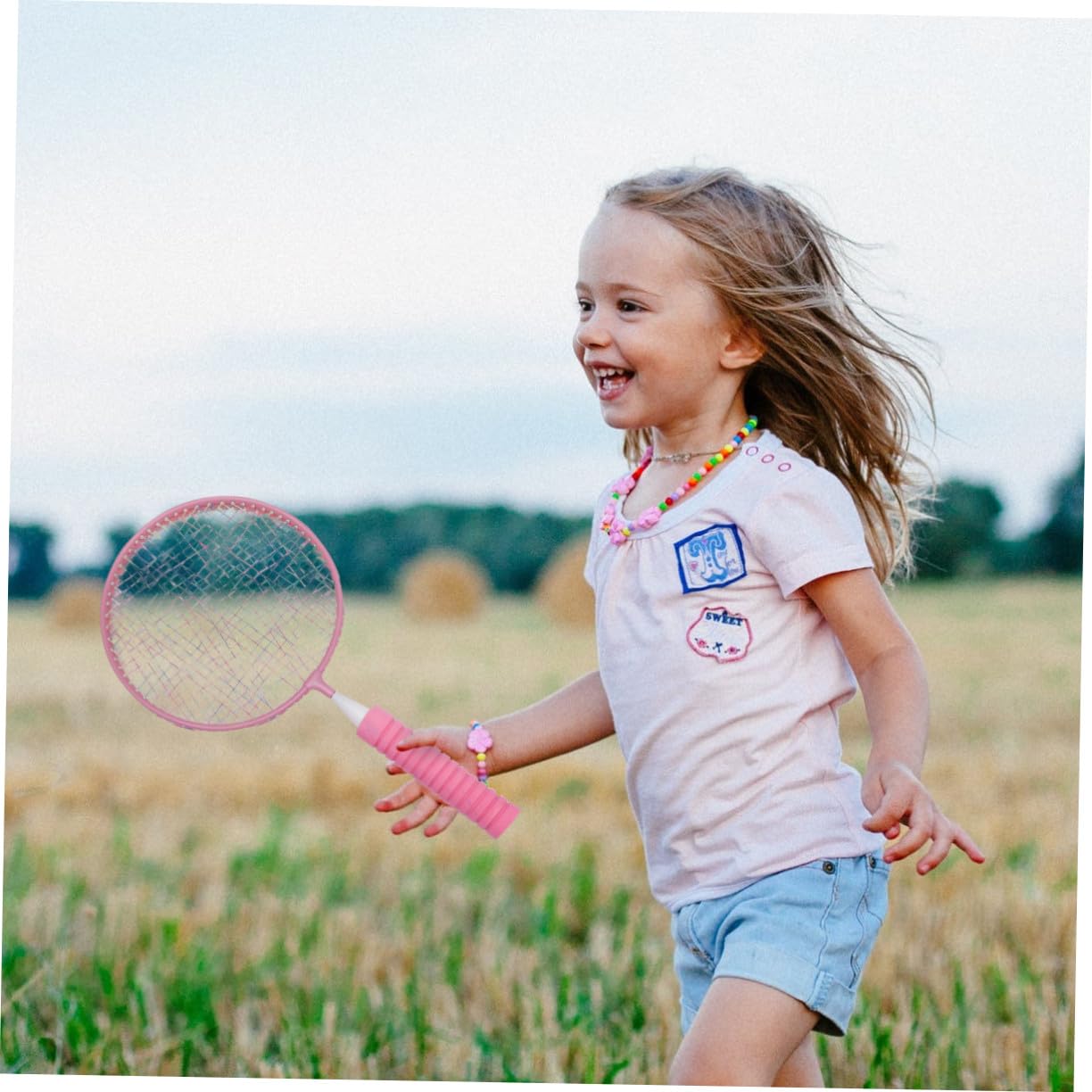 BESPORTBLE Set di Racchetta da Badminton Giocattolo Rosa per Bambini | Metallo e Pvc, Impugnatura Comoda e Superficie Ampia, per Attività All'aperto e Svago