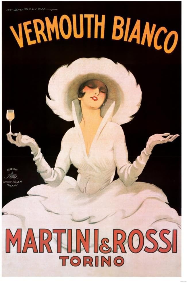 Marcello Dudovich Vermouth Bianco Martini and Rossi Art Print Poster - 24x36 Collections Poster Print, 24x36