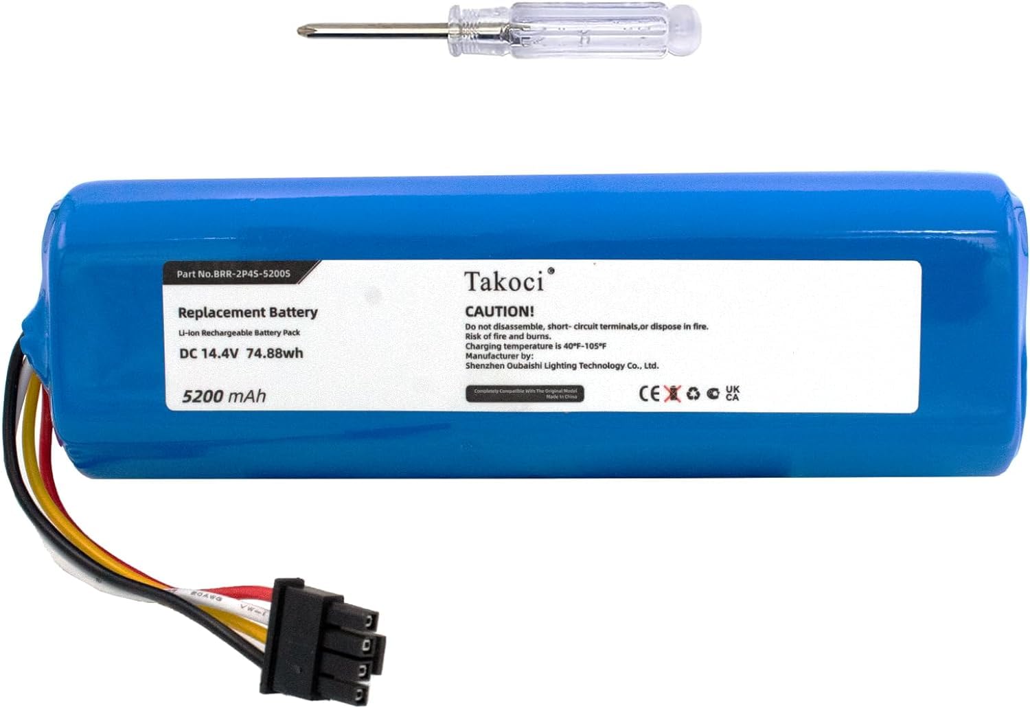 XOVKOUES Replacement Battery for Xiaomi Dreame D9, Dreame F9 Cleaner, Dreame L10 Pro, Mi Robo, Mijia 1C, Mijia 1S，14.4V/5200mAh