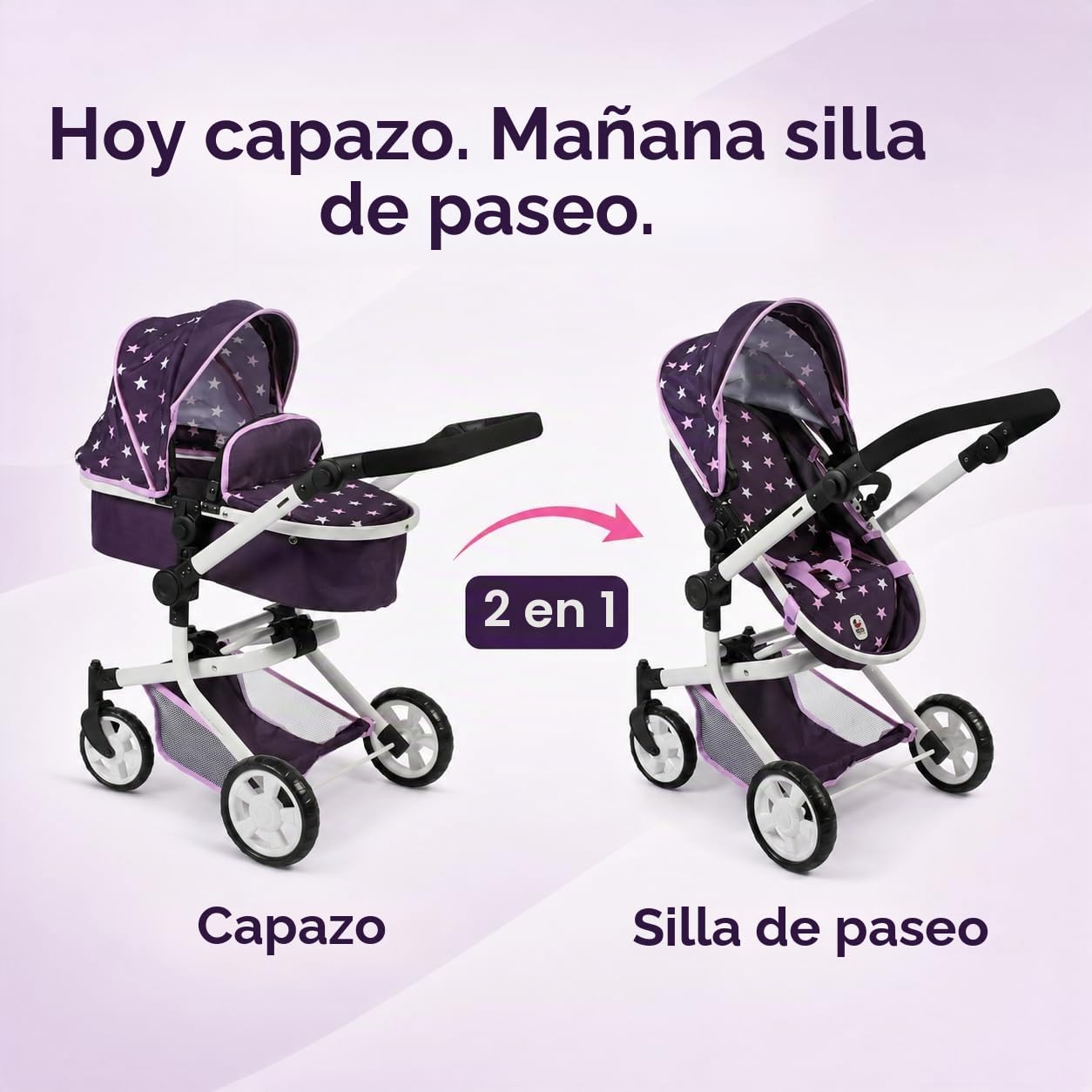 Bayer Chic 2000 595 71 Mika - Carrito para muñecas, diseño de Estrellas, Color Lila