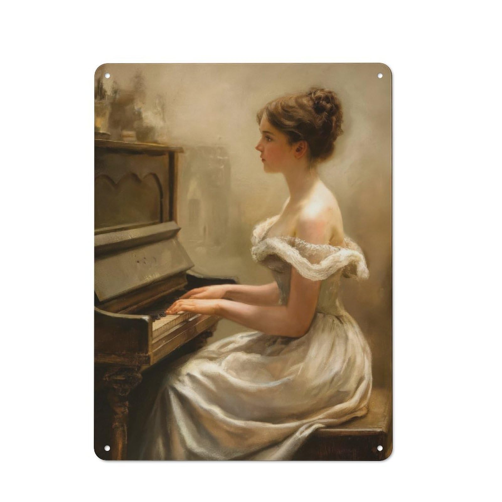 Junmoney A Serenade At The Piano Tin Wall Plaque 40X30cm With For Studio Or Craft Room, For Metal Sign Collectors, For Kitchen And Home Bar Decor
